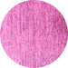 Round Machine Washable Oriental Pink Modern Rug, wshabs4266pnk