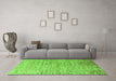 Machine Washable Oriental Green Modern Area Rugs in a Living Room,, wshabs4266grn