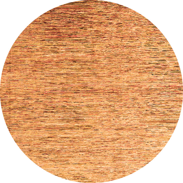 Round Machine Washable Oriental Orange Modern Area Rugs, wshabs4266org