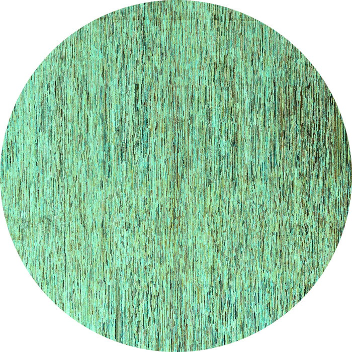 Round Machine Washable Oriental Turquoise Modern Area Rugs, wshabs4266turq