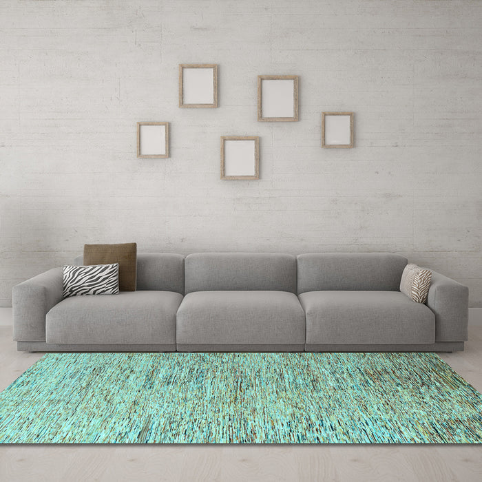 Machine Washable Oriental Light Blue Modern Rug in a Living Room, wshabs4266lblu