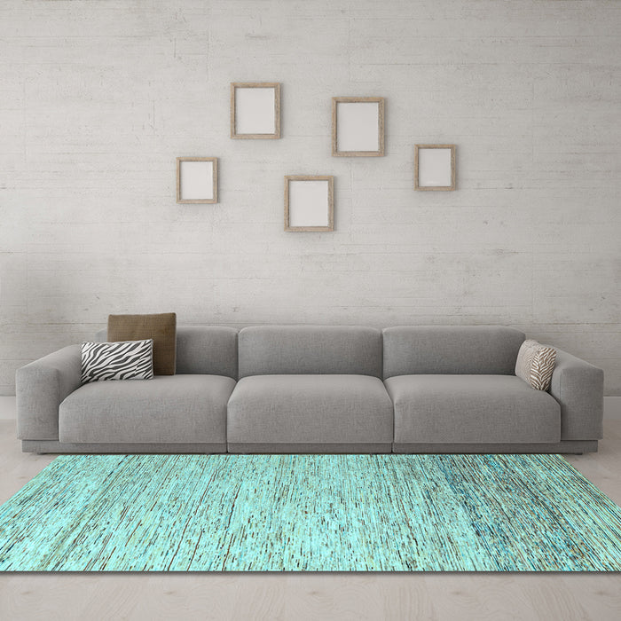 Machine Washable Oriental Light Blue Modern Rug in a Living Room, wshabs4267lblu