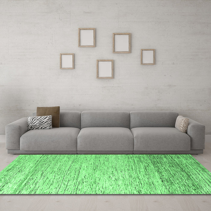 Machine Washable Oriental Emerald Green Modern Area Rugs in a Living Room,, wshabs4267emgrn