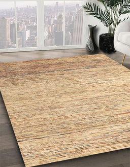Abstract Brown Gold Oriental Rug in Family Room, abs4267