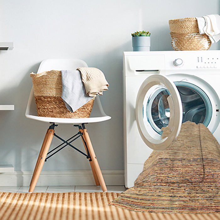 Machine Washable Abstract Brown Gold Rug in a Washing Machine, wshabs4267