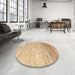 Round Abstract Brown Gold Oriental Rug in a Office, abs4267