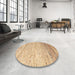 Round Machine Washable Abstract Brown Gold Rug in a Office, wshabs4267