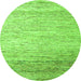 Round Machine Washable Oriental Green Modern Area Rugs, wshabs4267grn