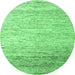 Round Machine Washable Oriental Emerald Green Modern Area Rugs, wshabs4267emgrn