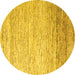 Round Machine Washable Oriental Yellow Modern Rug, wshabs4267yw