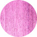 Round Machine Washable Oriental Pink Modern Rug, wshabs4267pnk