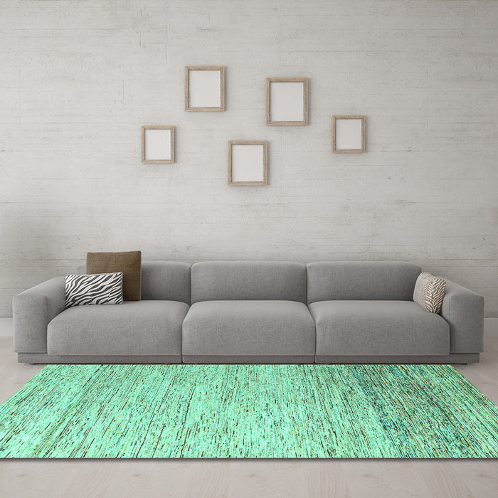 Machine Washable Oriental Turquoise Modern Area Rugs in a Living Room,, wshabs4267turq
