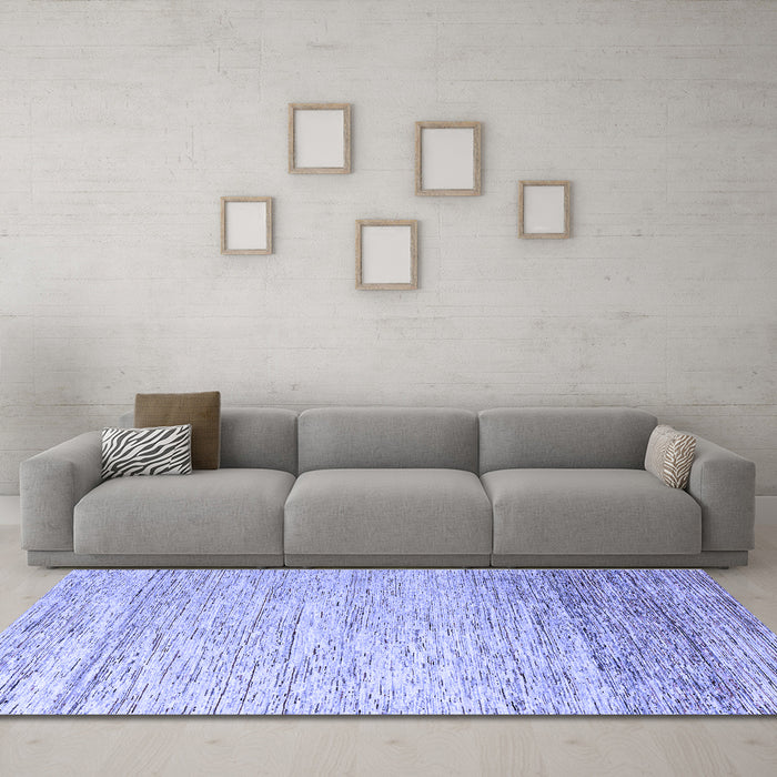 Machine Washable Oriental Blue Modern Rug in a Living Room, wshabs4267blu