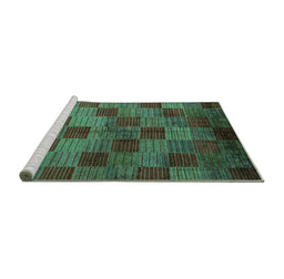 Sideview of Machine Washable Oriental Turquoise Modern Area Rugs, wshabs4268turq