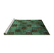 Sideview of Machine Washable Oriental Turquoise Modern Area Rugs, wshabs4268turq