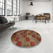 Round Abstract Brown Oriental Rug in a Office, abs4268