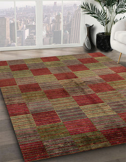 Machine Washable Abstract Brown Rug in a Family Room, wshabs4268