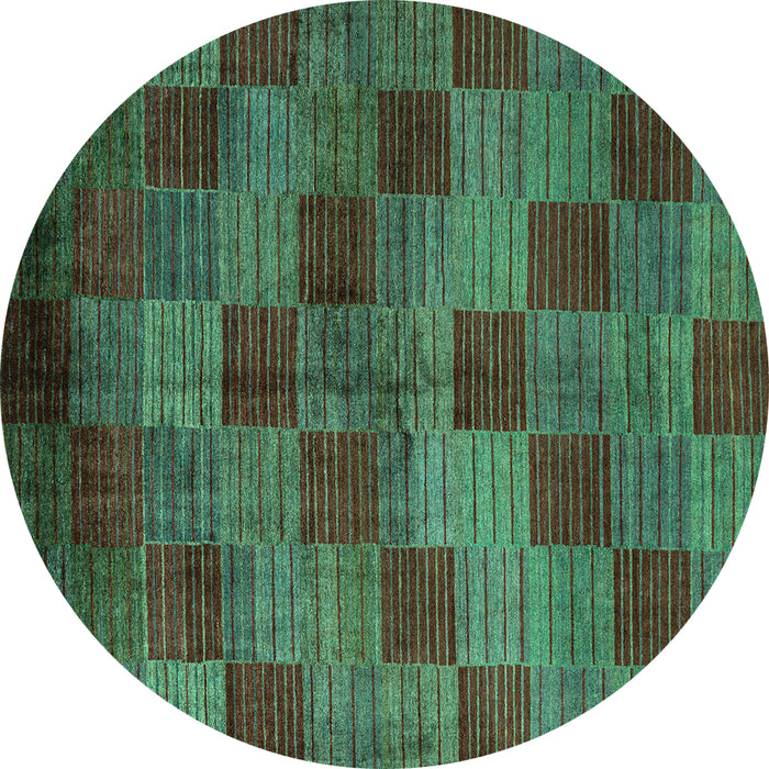 Round Oriental Turquoise Modern Rug, abs4268turq