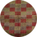 Round Abstract Brown Oriental Rug, abs4268