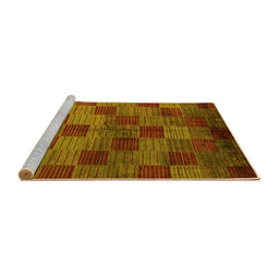 Sideview of Machine Washable Oriental Yellow Modern Rug, wshabs4268yw