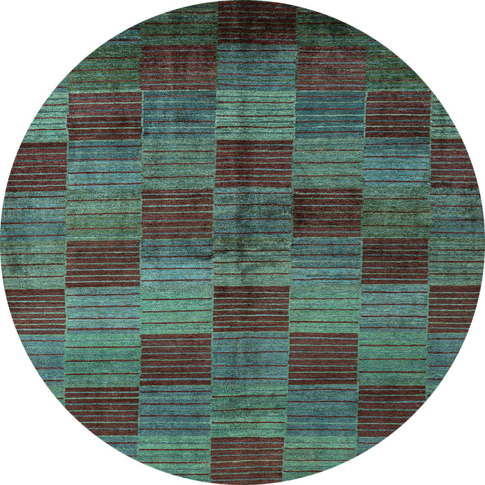 Round Oriental Light Blue Modern Rug, abs4268lblu
