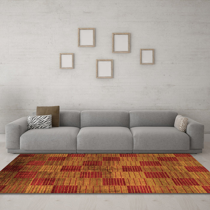 Machine Washable Oriental Orange Modern Area Rugs in a Living Room, wshabs4268org