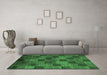 Machine Washable Oriental Emerald Green Modern Area Rugs in a Living Room,, wshabs4268emgrn