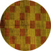 Round Machine Washable Oriental Yellow Modern Rug, wshabs4268yw