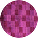 Round Machine Washable Oriental Pink Modern Rug, wshabs4268pnk