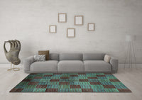 Machine Washable Oriental Light Blue Modern Rug, wshabs4268lblu