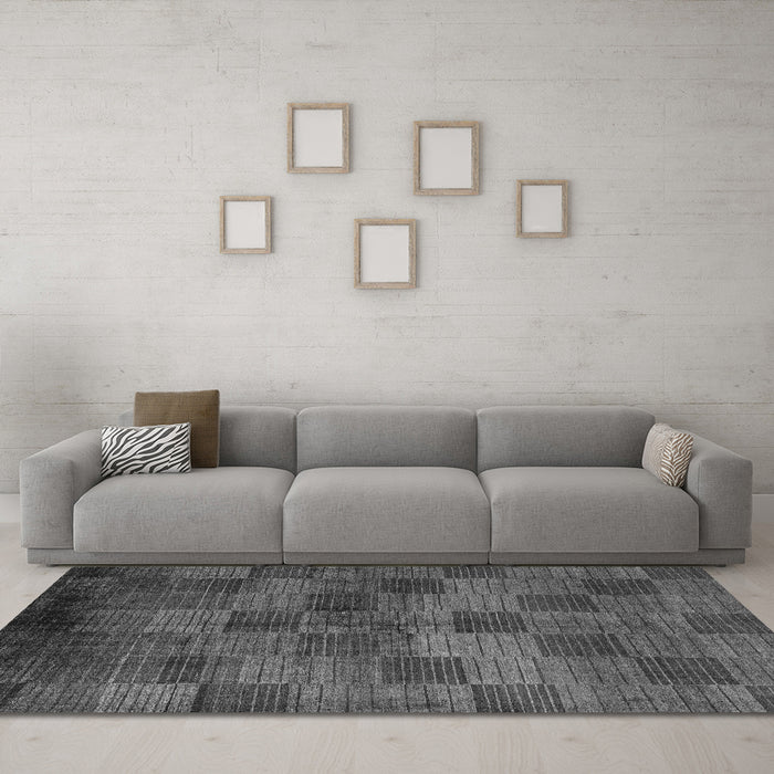 Machine Washable Oriental Gray Modern Rug in a Living Room,, wshabs4268gry