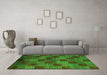 Machine Washable Oriental Green Modern Area Rugs in a Living Room,, wshabs4268grn