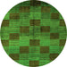 Round Machine Washable Oriental Green Modern Area Rugs, wshabs4268grn