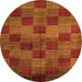 Round Machine Washable Oriental Orange Modern Area Rugs, wshabs4268org