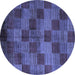 Round Machine Washable Oriental Blue Modern Rug, wshabs4268blu