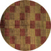 Round Machine Washable Oriental Brown Modern Rug, wshabs4268brn