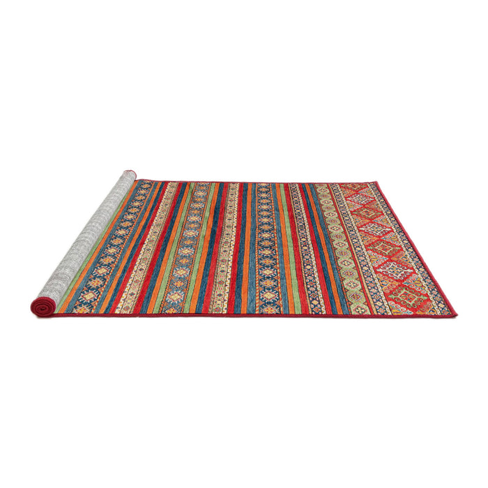 Sideview of Machine Washable Abstract Fire Brick Red Rug, wshabs4269