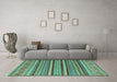 Machine Washable Oriental Turquoise Modern Area Rugs in a Living Room,, wshabs4269turq