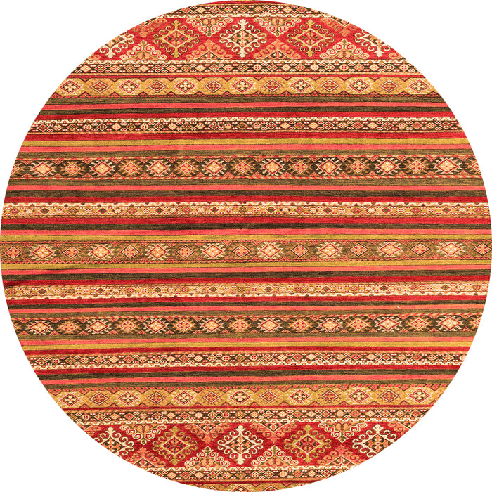 Round Machine Washable Oriental Orange Modern Area Rugs, wshabs4269org