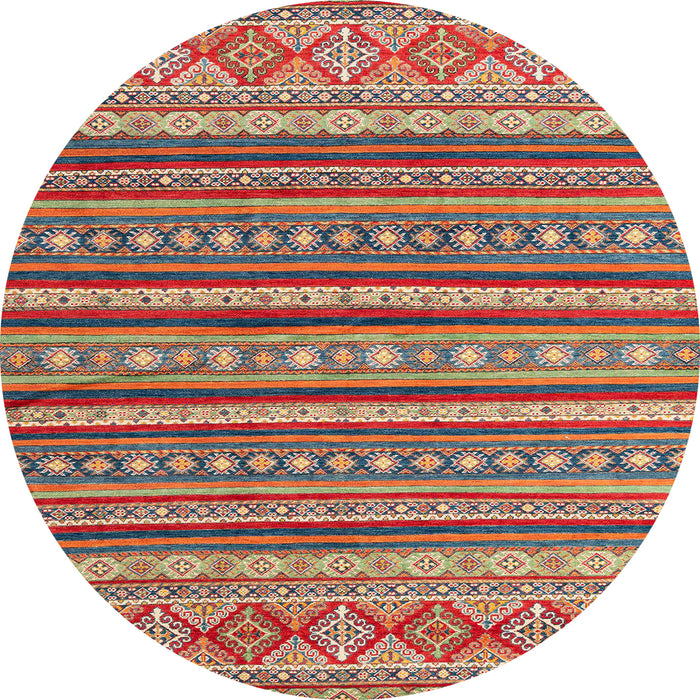 Round Abstract Fire Brick Red Oriental Rug, abs4269