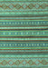 Machine Washable Oriental Turquoise Modern Area Rugs, wshabs4269turq