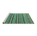 Sideview of Machine Washable Oriental Turquoise Modern Area Rugs, wshabs4269turq