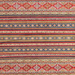 Square Abstract Fire Brick Red Oriental Rug, abs4269