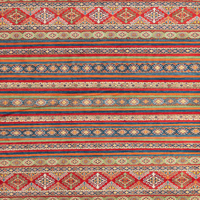 Square Abstract Fire Brick Red Oriental Rug, abs4269