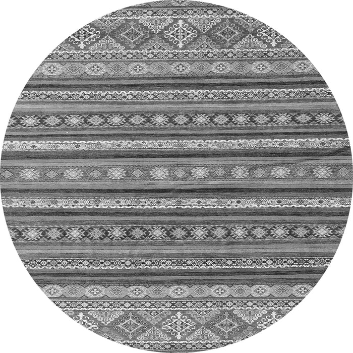 Round Machine Washable Oriental Gray Modern Rug, wshabs4269gry