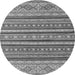 Round Machine Washable Oriental Gray Modern Rug, wshabs4269gry