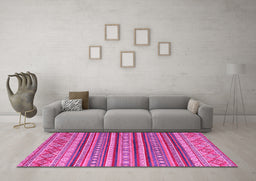 Machine Washable Oriental Pink Modern Rug in a Living Room, wshabs4269pnk