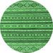 Round Machine Washable Oriental Emerald Green Modern Area Rugs, wshabs4269emgrn