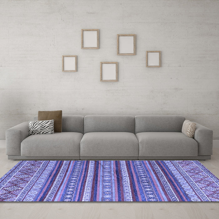 Machine Washable Oriental Blue Modern Rug in a Living Room, wshabs4269blu