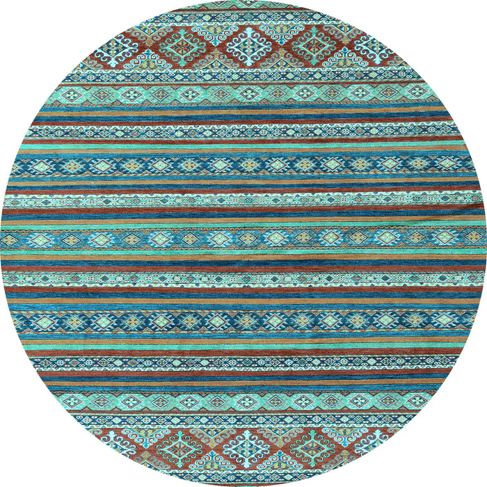 Round Oriental Light Blue Modern Rug, abs4269lblu